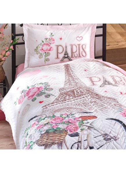 Ranforce 100% Pamuk Tek Kişilik Dört Mevsim Set Paris Love